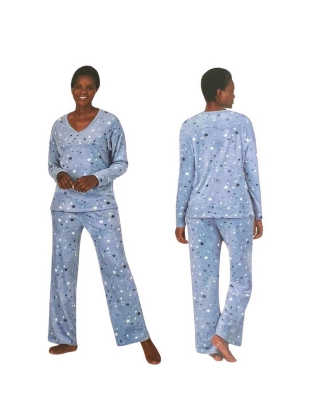 Nautica Light Blue Star-Print‎ V-Neck Pajama Set